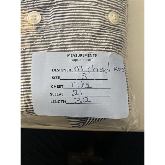 Michael Kors Womens Button Down Long Sleeve Mini Dress Navy Blue White Size 0 - Picture 7 of 7